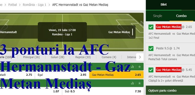3 ponturi la AFC Hermannstadt - Gaz Metan Mediaș